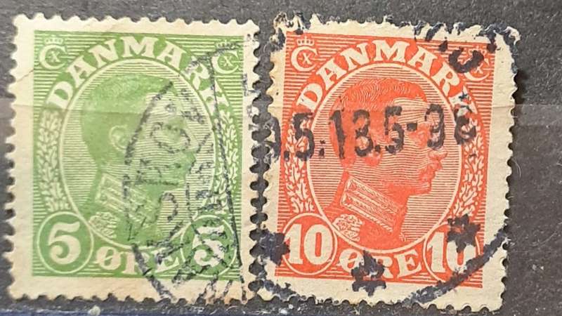 1913 - Denmark - 5 + 10 - King Christian IX