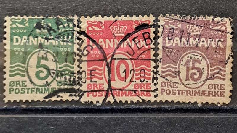 1912 - Denmark - 5+ 10 + 15 - Wavy Lines