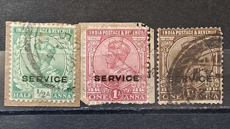 1912 - India - ½  + 1A + 1A - Service Stamps