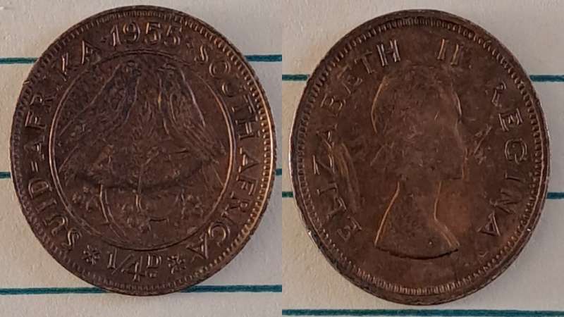 1955 - SA - ¼ Penny - Elizabeth II - Demonetised - March 1961 - Bronze
