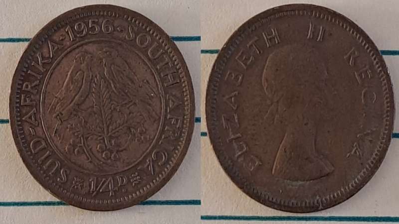 1956 - SA - ¼ Penny - Elizabeth II - Demonetised - March 1961 - Bronze