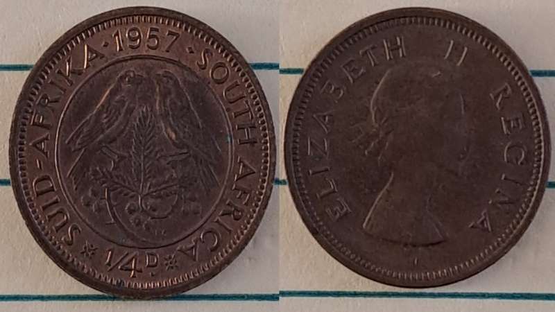 1957 - SA - ¼ Penny - Elizabeth II - Demonetised - March 1961 - Bronze
