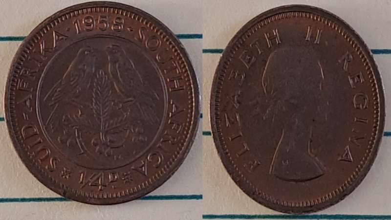1958 - SA - ¼ Penny - Elizabeth II - Demonetised - March 1961 - Bronze