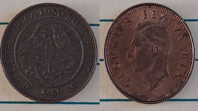 1950 - SA - ¼ Penny -George VI - Demonetised - March 1961 - Bronze