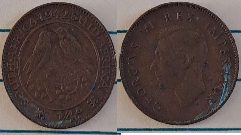 1942 - SA - ¼ Penny -George VI - Demonetised - March 1961 - Bronze