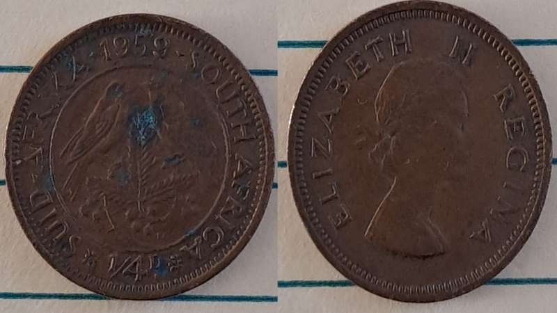 1959 - SA - ¼ Penny - Elizabeth II - Demonetised - March 1961 - Bronze
