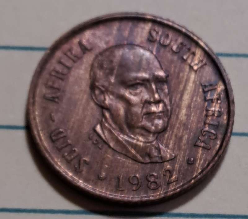 1982 - SA  - 1 Cent Error Coin - Circulating commemorative coin: Balthazar Johannes Vorster -  AU/UN