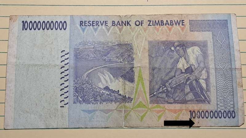 2008 - Zimbabwe - 10 000 000 000 Dollars (Ten Billion Dollars) -  DR G Gono -  Governor - Demonetise