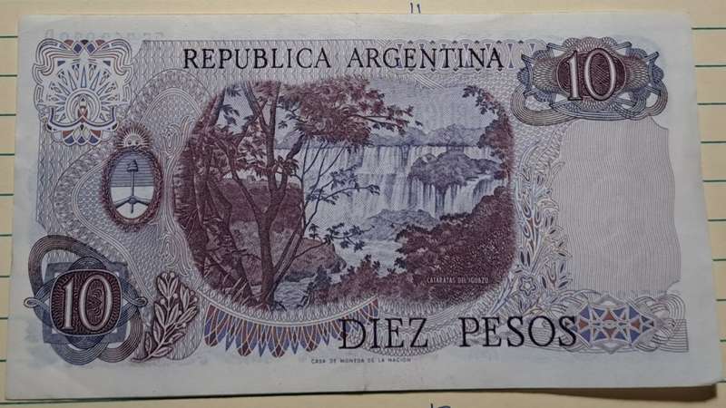 1973-1976 -  Argentina - 10 Pesos -AU/UNC - "Decreto-Ley 18.188/69" Issue- Demonetised - Apr 1982