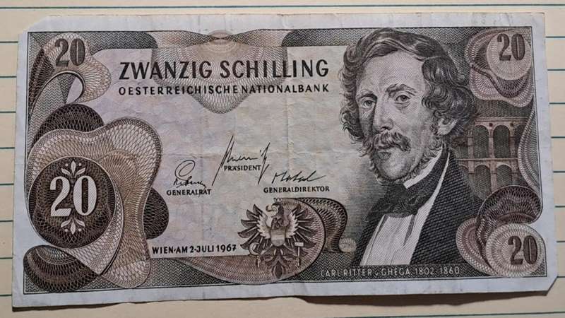 1976 - Austria  - 20 Schilling  -Demonetised - Sep 1989 - T 564587 P