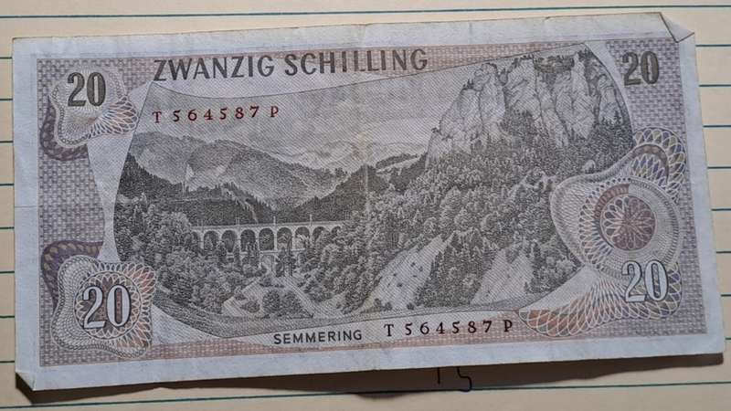 1976 - Austria  - 20 Schilling  -Demonetised - Sep 1989 - T 564587 P
