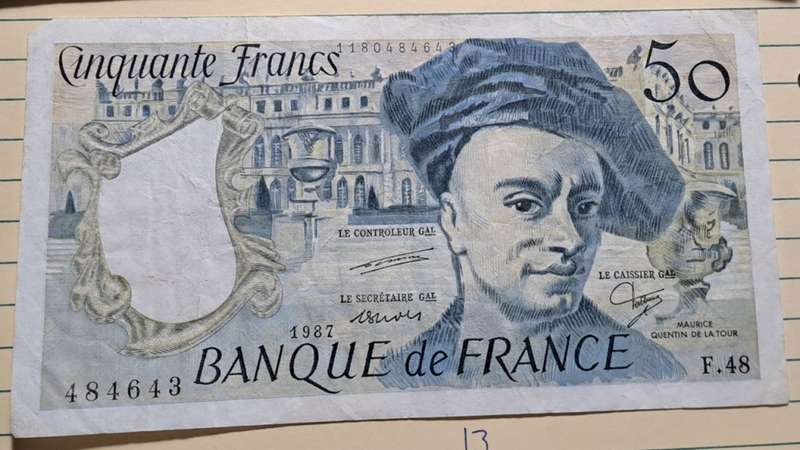 1987 - France  - 50 Francs Quentin de la Tour  -  Demonetised - Nov 2005 -  F.48 484643