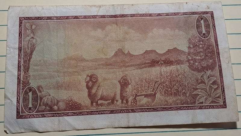 1967 - One Rand/Een Rand -  A418 030178 -  TW de Jongh 1st Issue -  Demonetised -  Yes - Watermark -