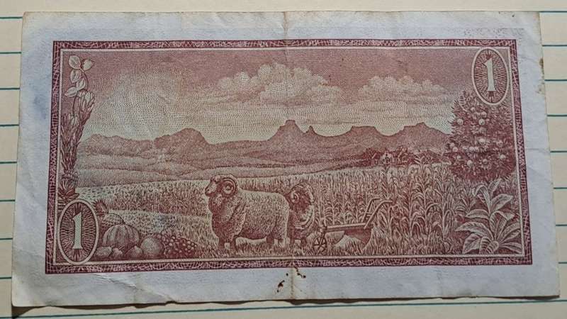 1972 - One Rand/Een Rand -  A650 530213 -  TW de Jongh 1st Issue -  Demonetised -  Yes - Watermark -