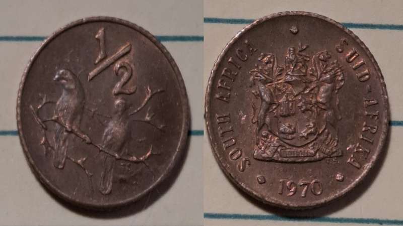 1970 - SA  - ½ Cent SOUTH AFRICA - SUID-AFRIKA - Bronze