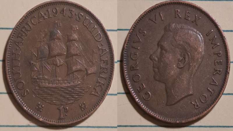1943 - South Africa - 1 Penny -  Demonetised - March  1961 - Bronze
