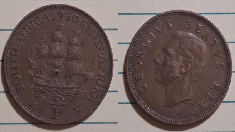 1950 - South Africa - 1 Penny -  Demonetised - March  1961 - Bronze