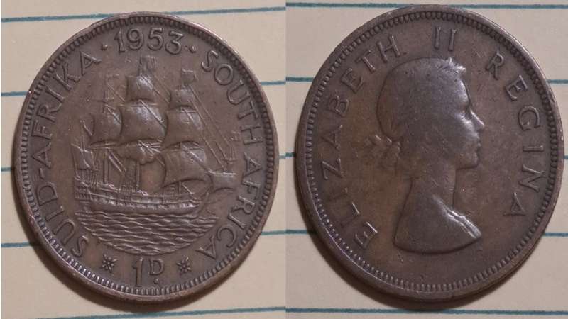 1953 - South Africa - 1 Penny -  Demonetised - March  1961 - Bronze