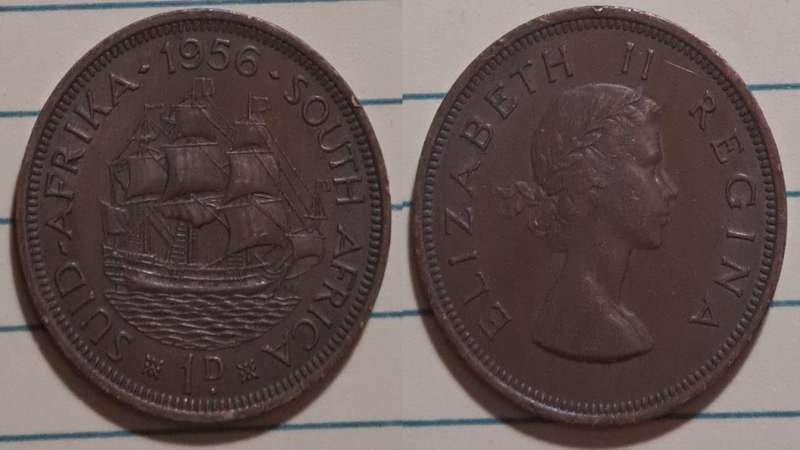 1956 - South Africa - 1 Penny -  Demonetised - March  1961 - Bronze
