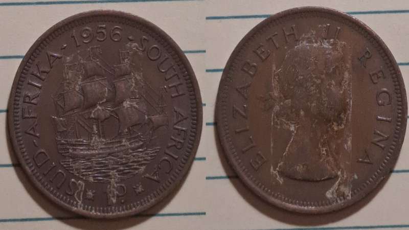 1956 - South Africa - 1 Penny -  Demonetised - March  1961 - Bronze