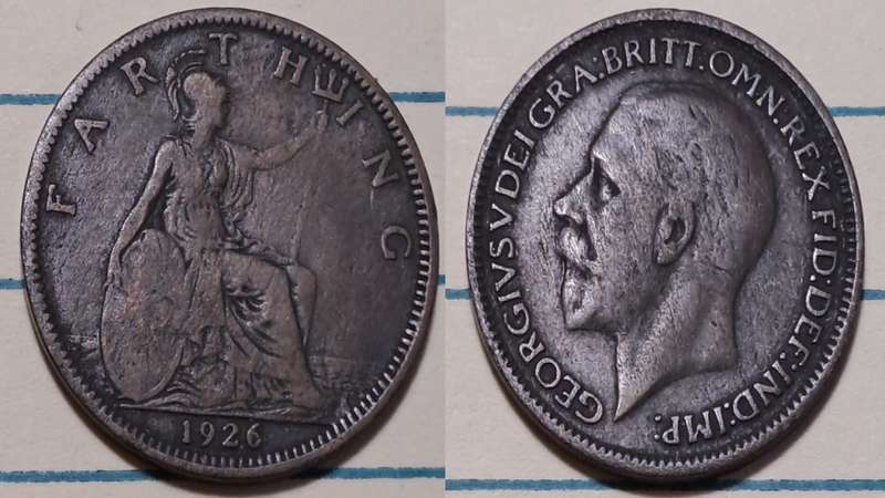 1926 - UK - 1 Farthing - George V -  Demonetised - Dec  1960 - Bronze