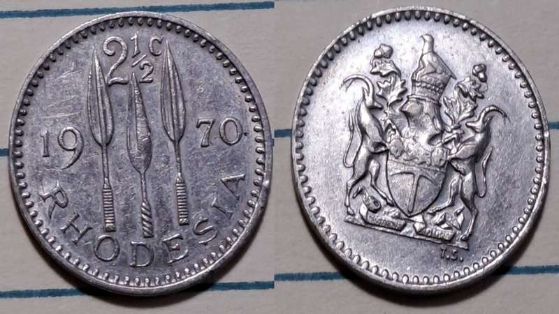 1970 - Rhodesia  - 2½ Cents -  Demonetised - Yes  - Copper-nickel