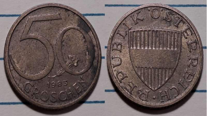 1985 - Austria  - 50 Groschen -  Demonetised - Feb 2002  - Aluminium bronze