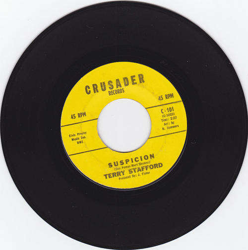 Vinyl 45 RPM Seven Single - Suspicion - Terry Stafford - Crusader C - 101