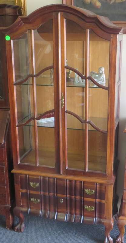 BEAUTIFUL BALL AND CLAW GABLE TOPPED DISPLAY CABINET** WOW**