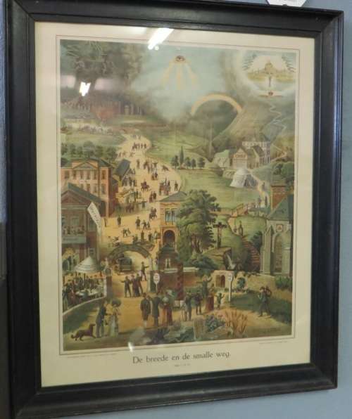 Very Old and Collectable Print ** DE BREEDE en DE SMALLE WEG*** Very Old and in original frame**