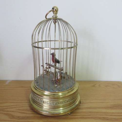Very Collectable - Brass and Mechanical Singing Bird Cage** Very Nice Piece**