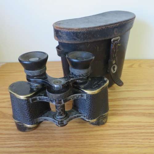 Pair of Old Military " Carl Zeiss" Faliez Paris Binoculars in leather Case