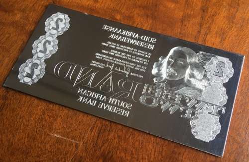 RARE** Original South Africa - G.de Kock "R2 Two Rand Note Printing Plate** Front Plate