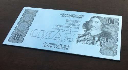RARE** Original South Africa - G.de Kock "R10 Ten Rand Note Printing Plate** Front Plate