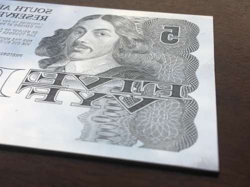 RARE** Original South Africa - G.de Kock "R5 Five Rand Note Printing Plate** Front Plate