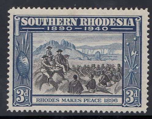 1940 Southern Rhodesia 3d - SACC no.59 with Unlisted Flaw?? " x3 Smoke signal flaw"