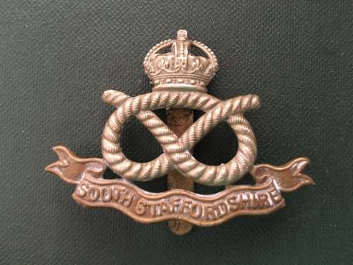South Staffordshire Bi-Metal Cap Badge** 55mm x 42mm