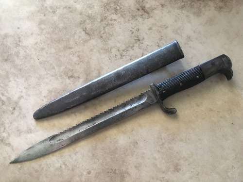 German Erfurt KS98 Sawback Bayonet with Leather Grips**