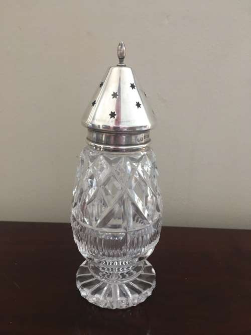 London Hallmarked Silver Topped Crystal Sugar Castor** Stunning Piece in Perfect Condition**