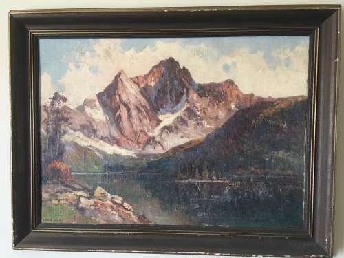 RUDOLF WEBER Austrian 1872 - 1949 Oil on Board Mountain scene Painting** Value R6500+