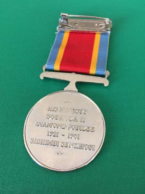 Original and Scarce Full Size SWAZILAND medal for - 1981 Diamond Jubilee