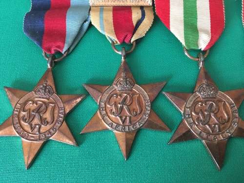 WW2 medal Group to - 82558 K.J De Bruin with Africa Star + Rosette and North Africa Clasp**