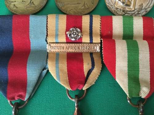 WW2 medal Group to - 82558 K.J De Bruin with Africa Star + Rosette and North Africa Clasp**