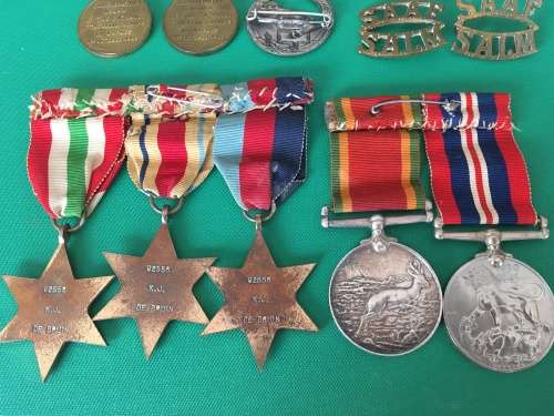 WW2 medal Group to - 82558 K.J De Bruin with Africa Star + Rosette and North Africa Clasp**