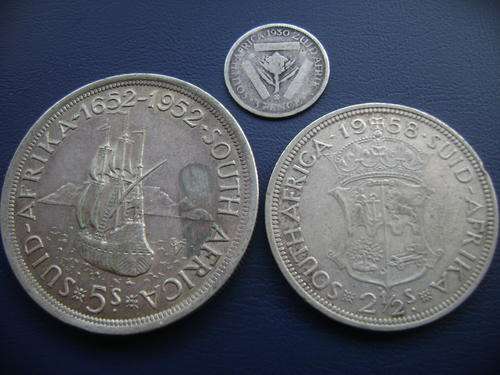 LOT of x3 coins!! 1952 5 Shilling, 1958 Halfcrown Ect. **one bid takes all**
