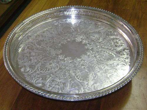 BEAUTIFUL Wm RODGERS SILVER PLATE LAZY SUSAN!!! ***STUNNING ORNATE ENGRAVING***