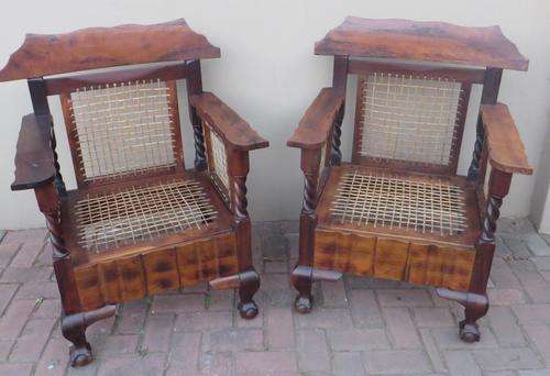 BEAUTIFUL STINKWOOD AND RIEMPIE BARLEY TWIST CHAIRS** STUNNING CHAIRS** Bid is per / chair**