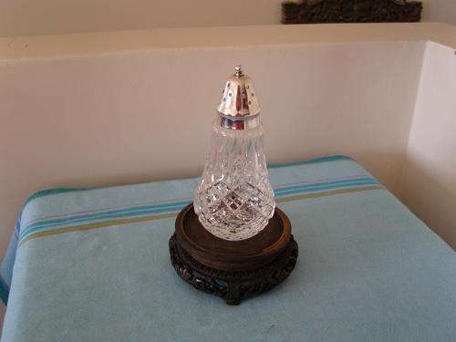 Stuart Crystal Caster sugar shaker with plated lid