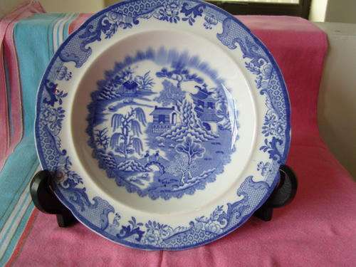 Mason's ironstone soup dish bowl - vintage blue and white