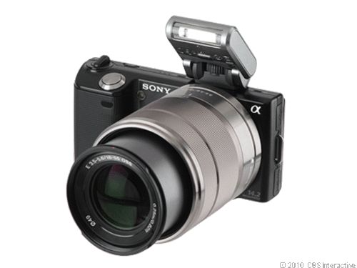 Sony Alpha NEX-5 with E 3.5-5.6/18-55mm OSS Lens + Lens Hood and  HVL-F75 Flash
